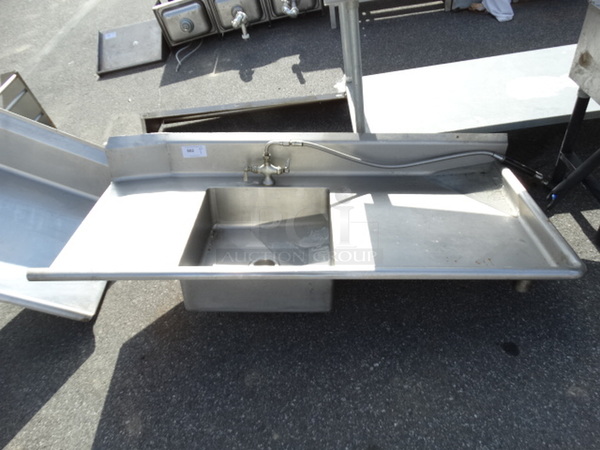 Stainless Steel Commercial Right Side Dirty Side Dishwasher Table. 65x30x16. Bay 20x20x8