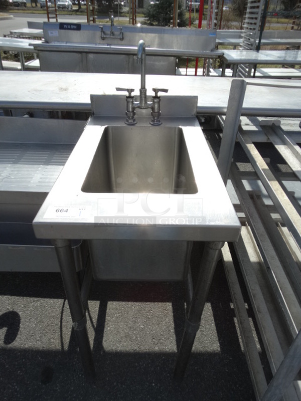 Stainless Steel Single Bay Sink w/ Faucet and Handles. 18x30x38