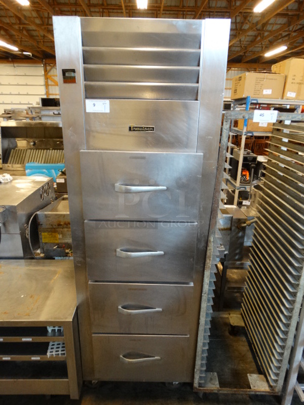 SWEET! Traulsen Stainless Steel Commercial 4 Drawer Fish File on Commercial Casters. 28x30x83.5. Tested and Working!