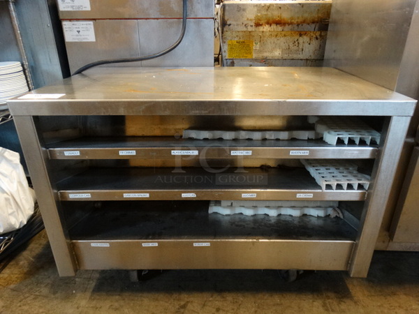 Stainless Steel Commercial Equipment Stand w/ 3 Undershelves on Commercial Casters. 40x24x28