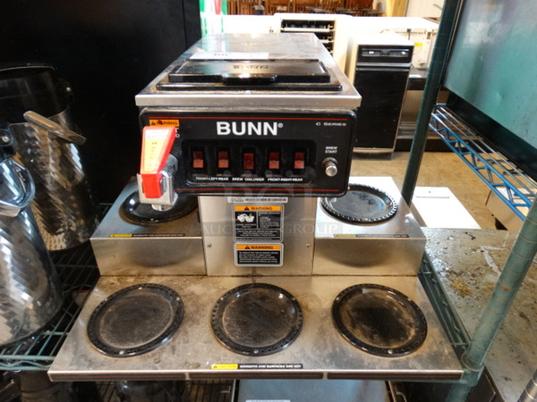 GREAT! 2009 Bunn Model CRTF5-35 Stainless Steel Commercial Countertop 5 Burner Coffee Machine w/ Hot Water Dispenser. 120/240 Volts, 1 Phase. 24x20x17