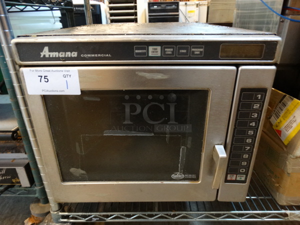 NICE! Amana Stainless Steel Commercial Countertop Microwave Oven. 19.5x25x18