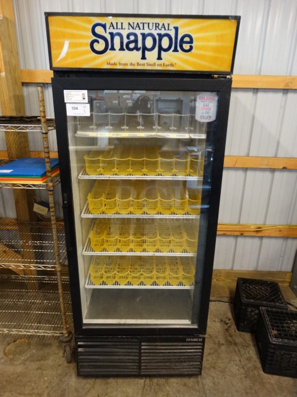 NICE! Habco Model ESM28 Metal Commercial Single Door Reach In Cooler Merchandiser w/ Poly Coated Racks and Drink Sliders. 115 Volts, 1 Phase. 30.5x32.5x78. Tested and Working!