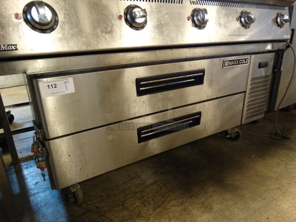 NICE! Maxx Cold Stainless Steel Commercial 2 Drawer Chef Base on Commercial Casters. 60x31x25. Tested and Working!