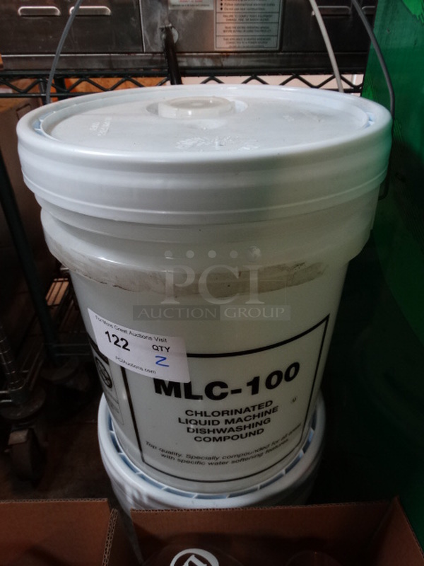 2 MLC-100 Chlorinated Liquid Machine Dishwashing Compound Buckets. 12x12x15. 2 Times Your Bid!