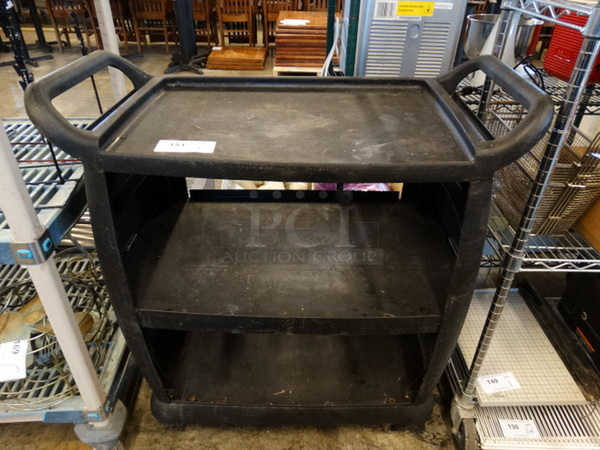 Black Poly 3 Tier Cart on Commercial Casters. 36x17x39