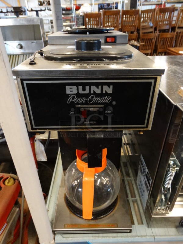 NICE! Bunn Stainless Steel Commercial Countertop 2 Burner Coffee Machine w/ Coffee Pot and Poly Brew Basket. 8x17.5x18