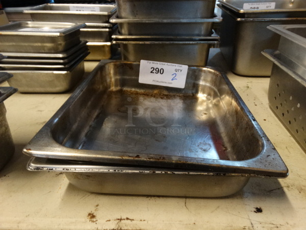 2 Stainless Steel 1/2 Size Drop In Bins. 1/2x2. 2 Times Your Bid!