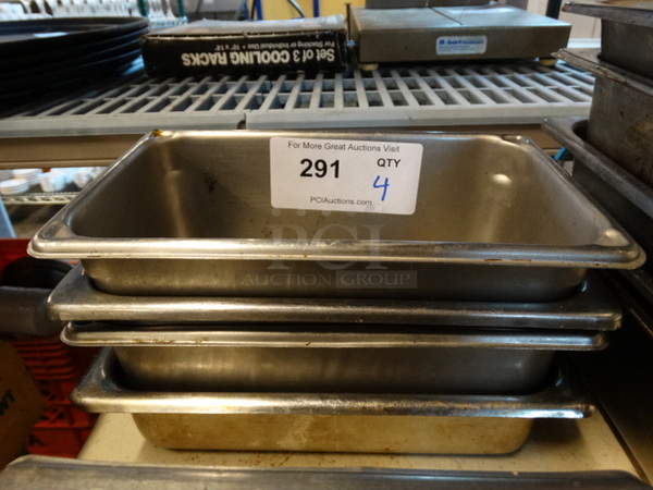 4 Stainless Steel 1/4 Size Drop In Bins. 1/4x4, 1/4x2. 4 Times Your Bid!