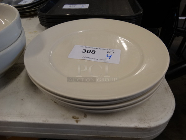 4 White Ceramic Plates. 10.5x10.5x1. 4 Times Your Bid!