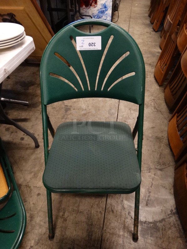 2 Green Folding Chairs. 18x19x34. 2 Times Your Bid!