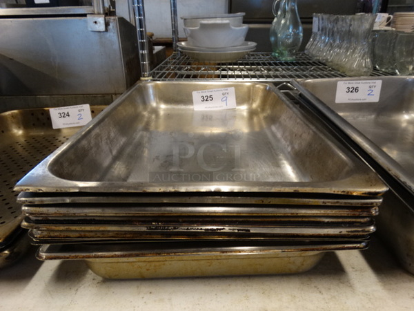 9 Full Size Stainless Steel Drop In Bins. 1/1x2. 9 Times Your Bid!
