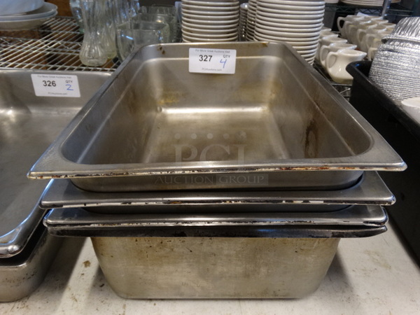 4 Full Size Stainless Steel Drop In Bins. 1/1x6. 4 Times Your Bid!