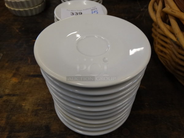 12 White Ceramic Saucers. 5x5x0.5. 12 Times Your Bid!