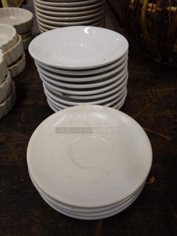 15 White Ceramic Saucers. 5x5x0.5. 15 Times Your Bid!