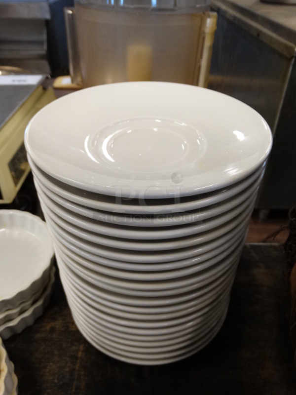 21 White Ceramic Saucers. 6x6x1. 21 Times Your Bid!