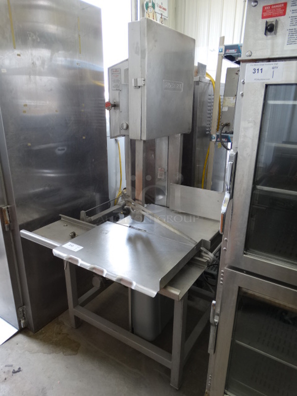 FANTASTIC! Hobart Model 5801 Stainless Steel Commercial Floor Style Meat Saw. Comes w/ 2 Blades! 200-230/460 Volts, 3 Phase. 39x43x74