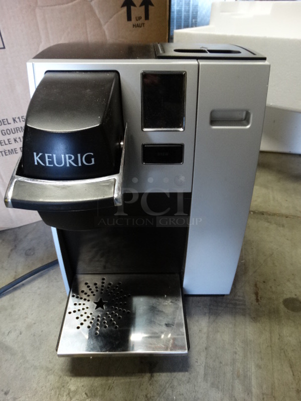 IN ORIGINAL BOX! Keurig Model K150 Countertop Single Cup Coffee Machine. 120 Volts, 1 Phase. 11x14x14