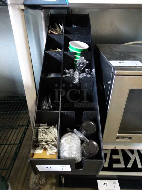 Black Poly Countertop Multi Compartment Holder. 8x26x18
