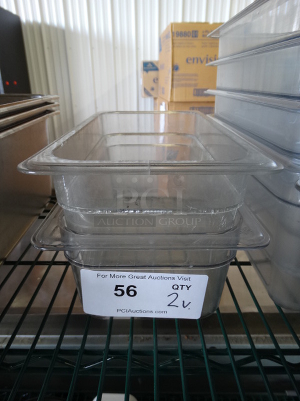 2 Cambro Poly Clear 1/3 Size Drop In Bins. 1/3x4, 1/3x6. 2 Times Your Bid!