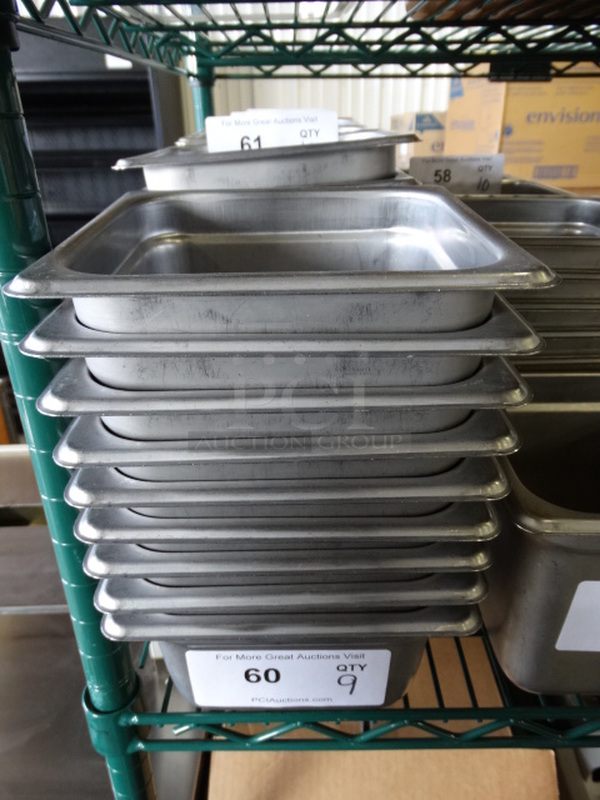9 Stainless Steel 1/6 Size Drop In Bins. 1/6x4. 9 Times Your Bid!