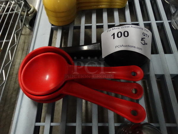 5 Various Poly Red and Black Scoops. 8