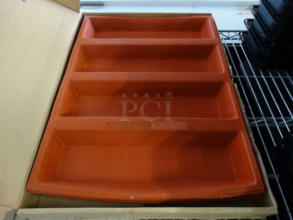 12 BRAND NEW IN BOX! Orange Silform 4 Loaf Baking Pans Liners. 13x18x1. 12 Times Your Bid!
