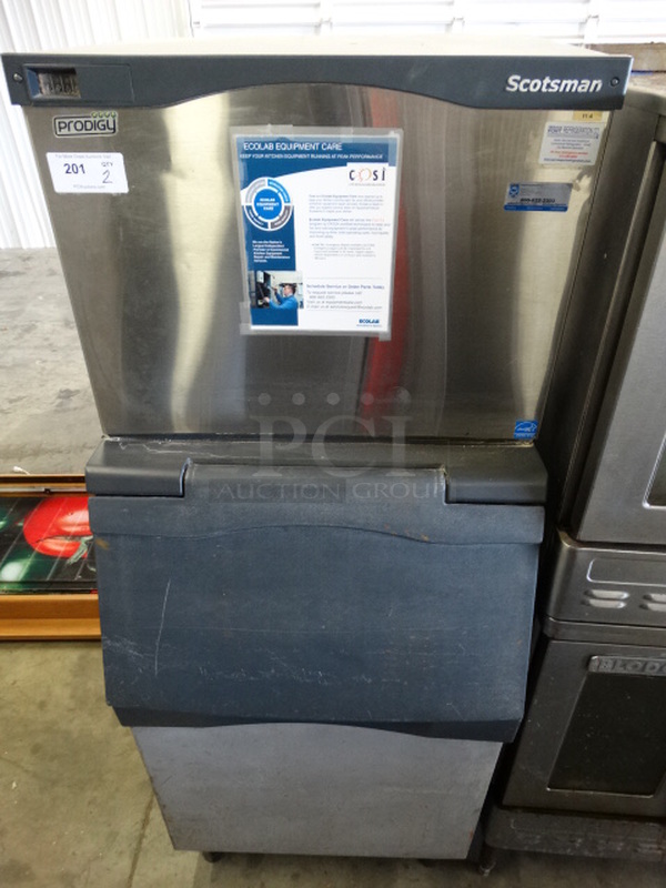 2 BEAUTIFUL! Items; Scotsman Model C0530SA-1C Stainless Steel Commercial Ice Machine Head and Commercial Ice Machine Bin. 115 Volts, 1 Phase. 31x33x73. 2 Times Your Bid! Makes One Unit