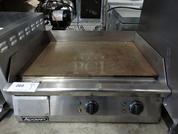 NICE! Adcraft Model GRID-24 Stainless Steel Commercial Countertop Electric Powered Flat Top Griddle. 208/240 Volts. 24x20x10