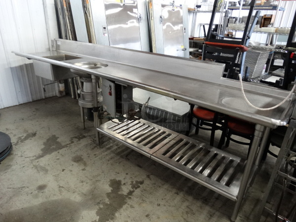 Stainless Steel Commercial Right Side Dirty Side Dishwasher Table w/ Hobart Model FD3/150 Garbage Disposal. 120/208-240 Volts, 1 Phase. 141x30x42
