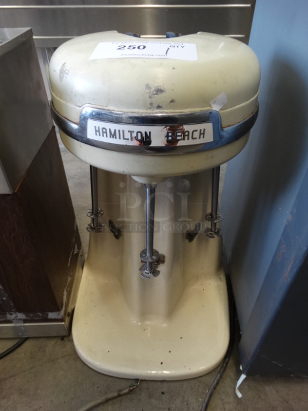 NICE! Hamilton Beach Metal Commercial Countertop 3 Head Milkshake Machine. 10x12x21. Tested and Working!