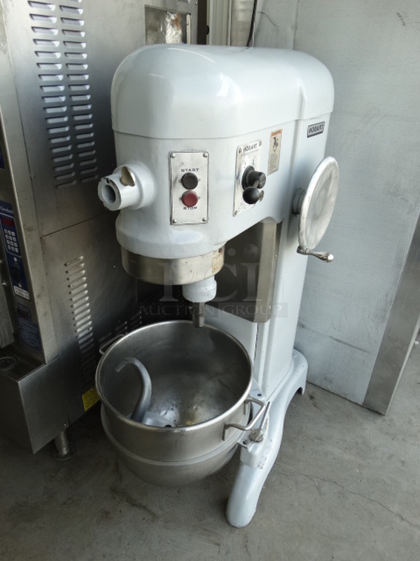 FANTASTIC! Hobart Model H 600 Metal Commercial Floor Style 60 Quart Planetary Mixer w/ Metal Mixing Bowl and Dough Hook Attachment. 230 Volts, 1 Phase. 26x36x56