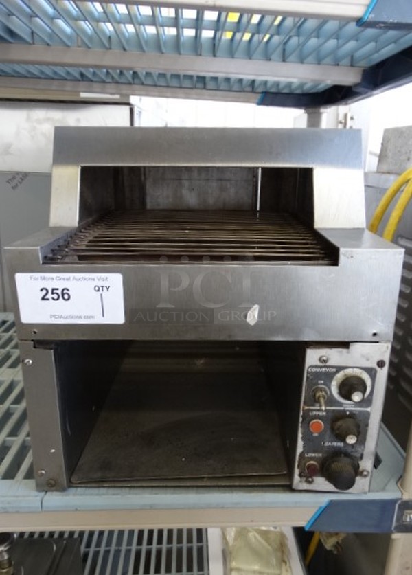NICE! Merco Savory Model RT2AR Stainless Steel Commercial Countertop Electric Powered Conveyor Pizza Oven. 208 Volts, 1 Phase. 15x23x16