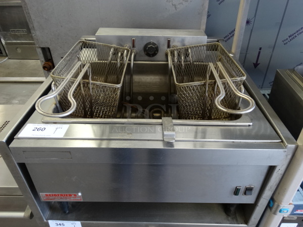 NICE! Stainless Steel Commercial Countertop Electric Powered Fryer w/ 2 Metal Fry Baskets. 24x25x18