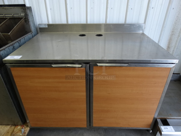 NICE! 2005 Duke Model SUBP-48M Stainless Steel Commercial Counter w/ 2 Wood Pattern Doors. 48x30x40