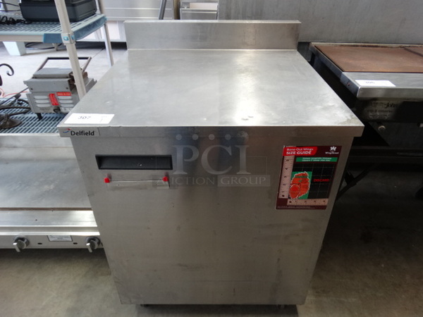 NICE! 2016 Delfield Model 403-WS1 Stainless Steel Commercial Single Door Work Top Cooler on Commercial Casters. 115 Volts, 1 Phase. 27x28x37. Tested and Does Not Power On