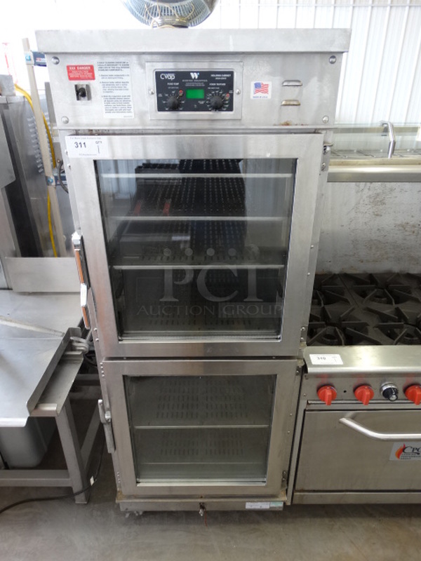 NICE! 2016 Winston Model HA4522ZE A Series Stainless Steel Commercial 2 Half Size Door Reach In Warming Cabinet on Commercial Casters. 120 Volts, 1 Phase. 27.5x33x73. Tested and Working!