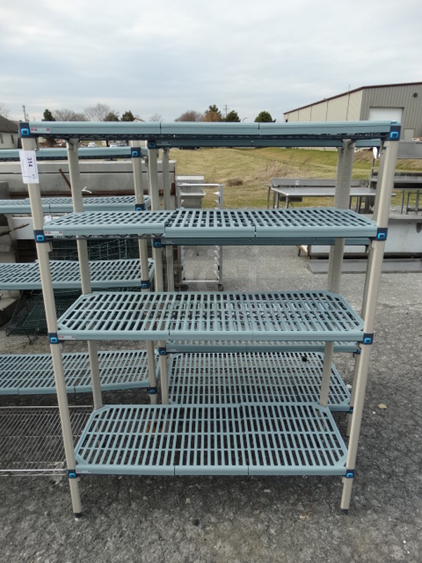 Metro Max Poly and Metal 4 Tier Shelving Unit. 48x18x63. BUYER MUST DISMANTLE. PCI CANNOT  DISMANTLE FOR SHIPPING. PLEASE CONSIDER FREIGHT CHARGES.