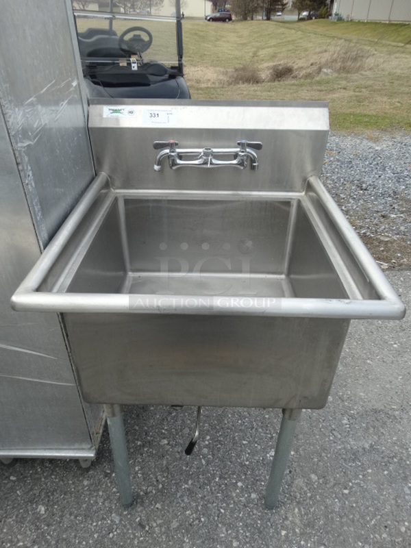 Stainless Steel Commercial Single Bay Sink w/ Faucet and Handles. 28x28x45