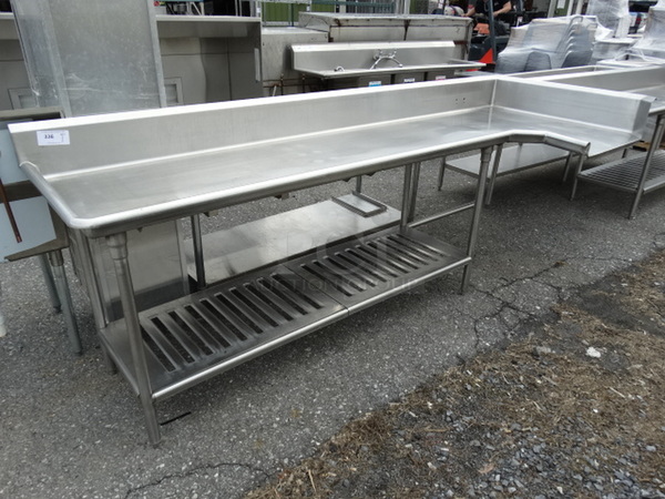 Stainless Steel Commercial Left Side Clean Side Dishwasher Table w/ Undershelf. 111x41x43
