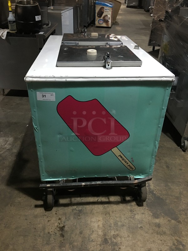 Hackney Commercial Electric Powered Ice Cream Push Cart! With Stainless Steel Top! Model C7120! With Wheels!