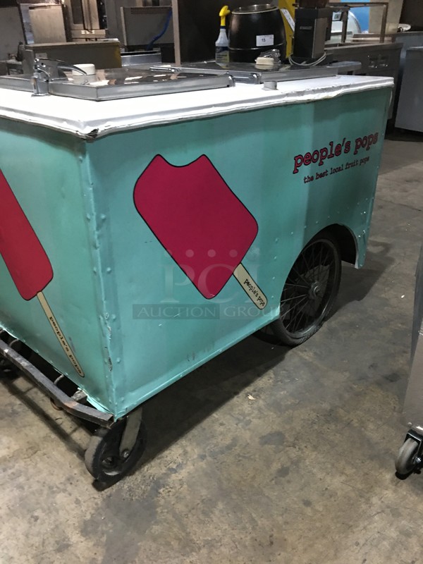 Hackney Commercial Electric Powered Ice Cream Push Cart! With Stainless Steel Top! Model C7120! With Wheels! - Image 2 of 9