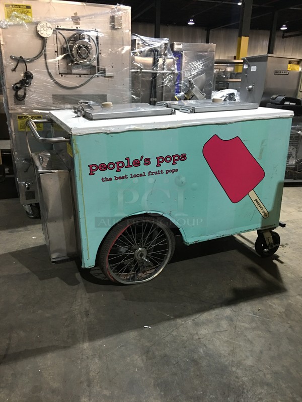 Hackney Commercial Electric Powered Ice Cream Push Cart! With Stainless Steel Top! Model C7120! With Wheels! - Image 3 of 9
