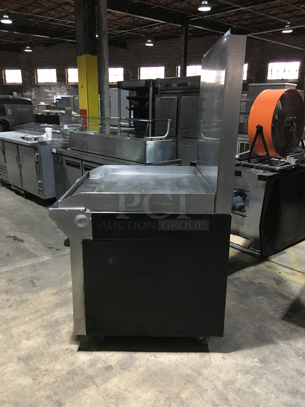 BEAUTIFUL! Garland Commercial Natural Gas Powered Flat Griddle/Plancha! With Raised Backsplash & Salamander Shelf! With Full Size Oven Underneath! All Stainless Steel! Model M47R Serial 0009HG390R! On Legs!  - Image 3 of 10