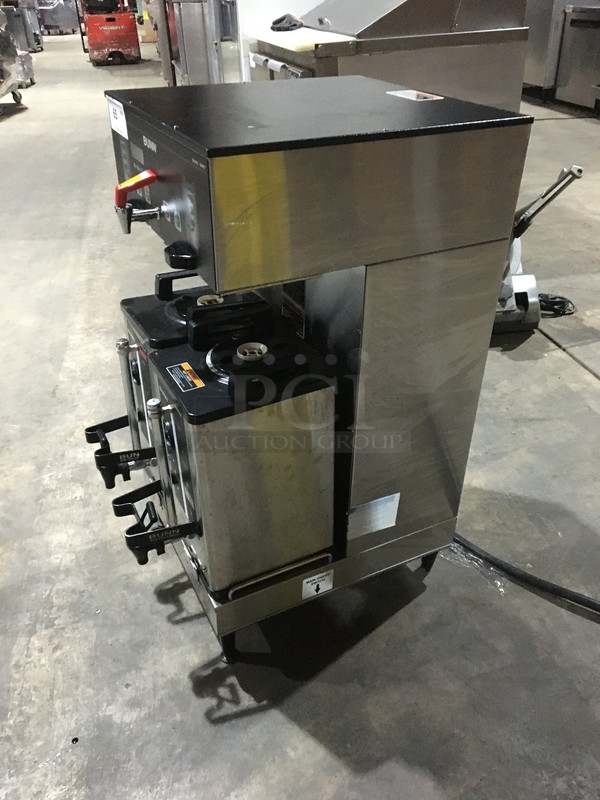 Bunn Commercial Countertop Dual Coffee Brewing Machine! With Hot Water Dispenser! With Beverage Holders/Dispensers! All Stainless Steel! Model DUALSHDBC Serial DUAL185125! 120/208/240V 1Phase! On Legs! - Image 3 of 9
