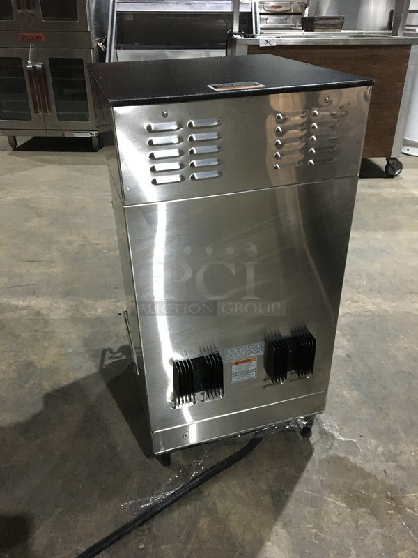 Bunn Commercial Countertop Dual Coffee Brewing Machine! With Hot Water Dispenser! With Beverage Holders/Dispensers! All Stainless Steel! Model DUALSHDBC Serial DUAL185125! 120/208/240V 1Phase! On Legs! - Image 4 of 9