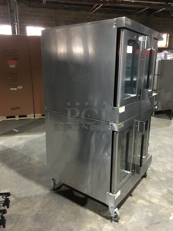 Vulcan Commercial Natural Gas Powered Double Deck Convection Oven! With 2 View Through Doors! All Stainless Steel! Model VC6GDSEFCAM Serial 481576576! On Commercial Casters! 2 X Your Bid! Makes One Unit! - Image 2 of 11