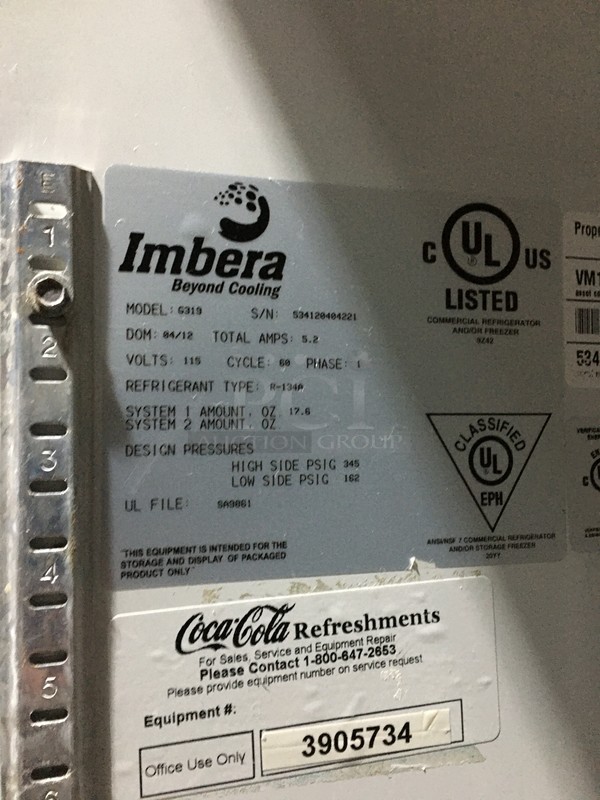 Imbera Commercial Single Door Reach In Cooler Merchandiser! With Poly Coated Racks! Model G319 Serial 534120404221! 115V 1Phase! - Image 8 of 9