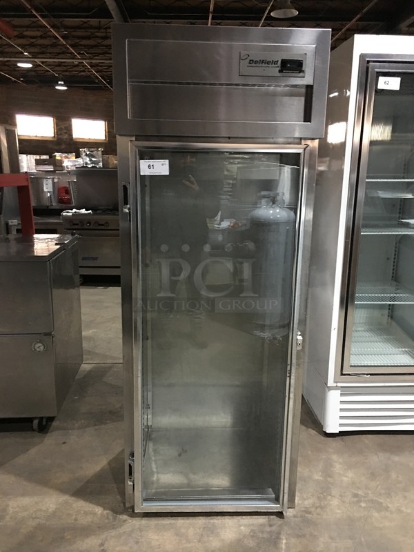 Delfield Commercial Single Door Reach In Cooler Merchandiser! All Stainless Steel! Model SSR1SG40CHIP1 Serial 0910152001417! 115V!