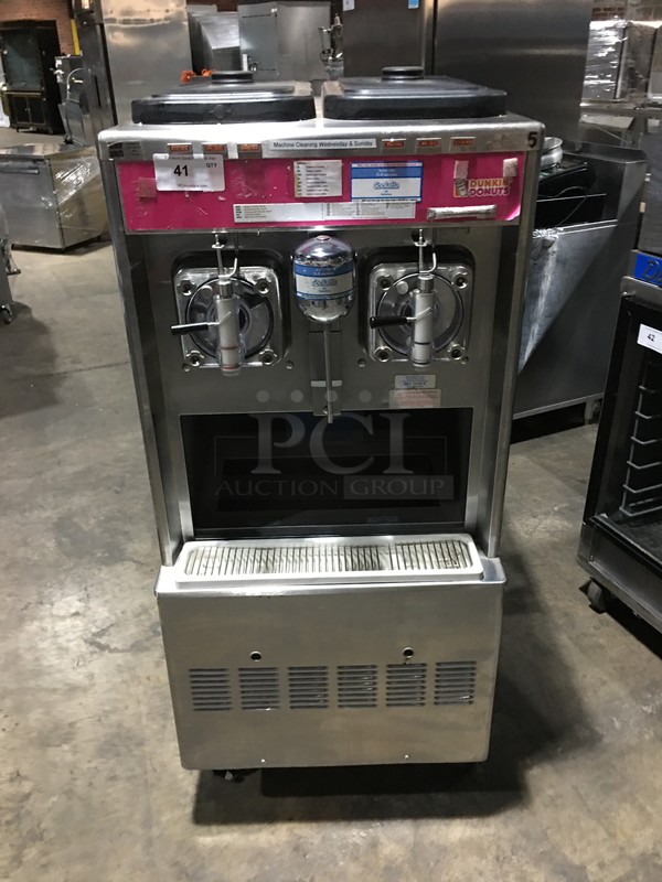 GORGEOUS! Taylor Commercial Floor Style 2 Flavor Frosty/Coolatta/Slushie Making Machine! With Milshake Mixing Attachment! All Stainless Steel! Model 342D27 Serial K5114958! 208/230V 1Phase! On Commercial Casters!